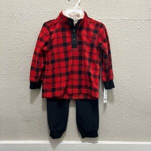 Carter's 2T Fleece Winter Christmas Plaid Toddler Boys Outfit NWT